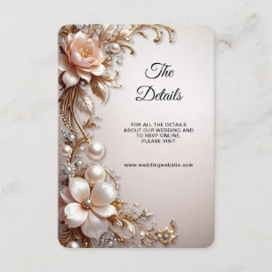 Cartão De Informações Flores Macias Rosa e Branco Detalhe do Envelope