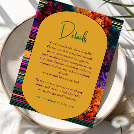 Cartão De Informações Flores mexicanas modernas detalhes do casamento am