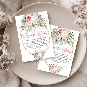 Cartão De Informações Flores Mínimas Rosa Pálido Livro Solicitação Ouro