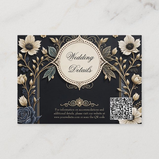 Cartão De Informações Flores românticas brilhantes sobre fundo azul prof (Frente)