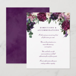 Cartão De Informações Flores Roxas Casamento romântico