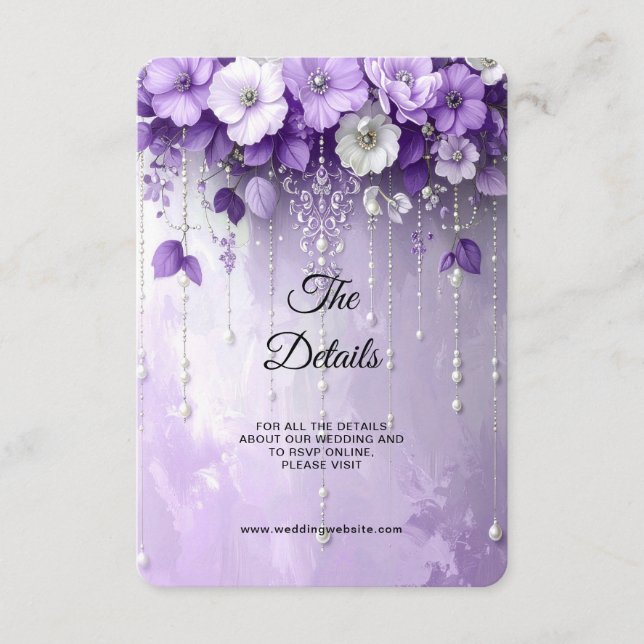 Cartão De Informações Flores Roxas Detalhe Enclosure (Frente)