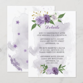 Cartão De Informações flores roxas detalhes verdejante