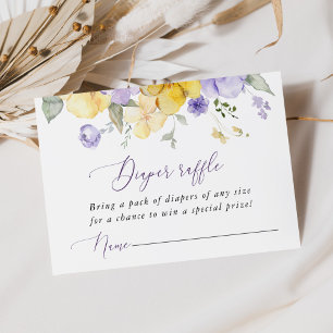 Cartão De Informações Flores Roxas, Flores Amarelas, Fralda Raffle