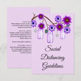 Cartão De Informações Flores Roxas - Medidas De Segurança De Mason Jar