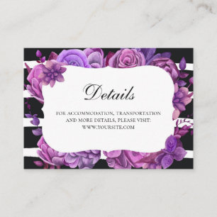 Cartão De Informações Flores roxas que wedding detalhes. Lilac floral