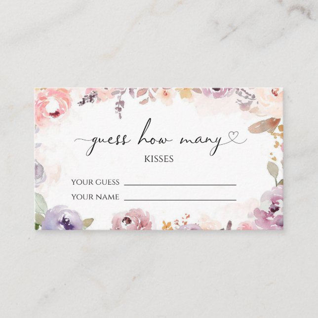 Cartão De Informações Flores selvagens adivinham quantos beijos jogam no (Frente)