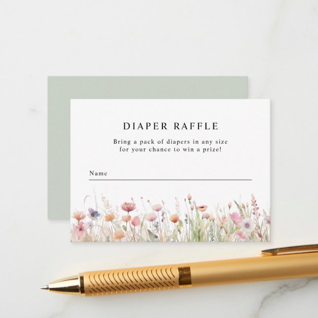 Cartão De Informações Flores selvagens | Fralda Raffle Primavera (Frente/Verso In Situ)