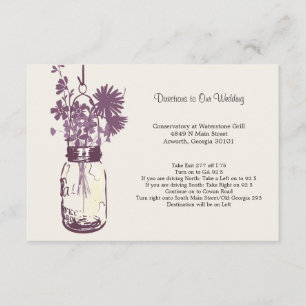 Cartão De Informações Flores selvagens & Mason Jar Wedding Directions