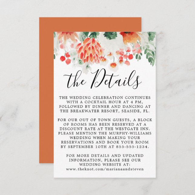 Cartão De Informações Flores Silvestres Aquarela Moderna Floral Moderno (Frente/Verso)