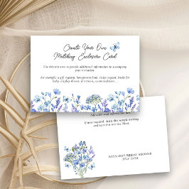 Cartão De Informações Flores Silvestres Azuis Delicadas Coberta Floral