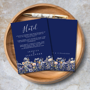Cartão De Informações Flores Silvestres Azul Poeira Elegante Casamento n