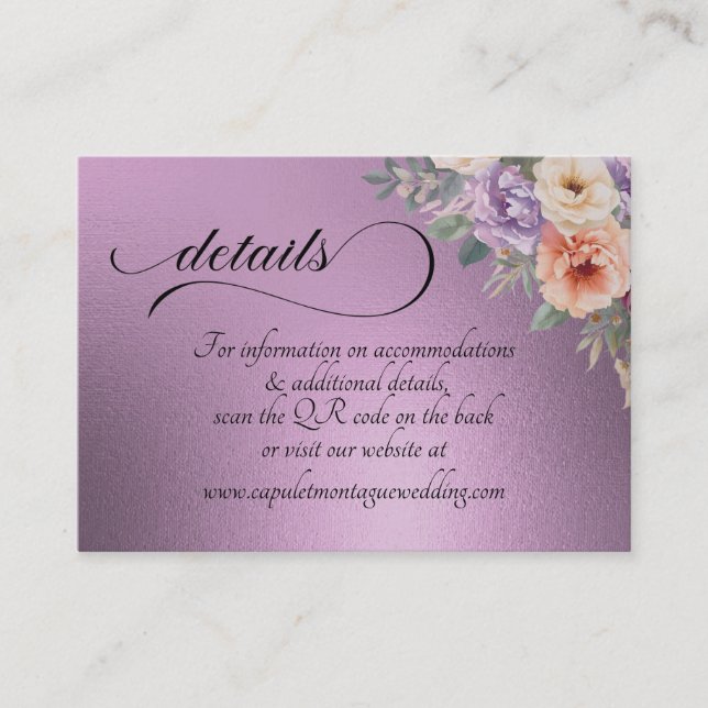 Cartão De Informações Flores Silvestres da Primavera, Código QR - Lavand (Frente)