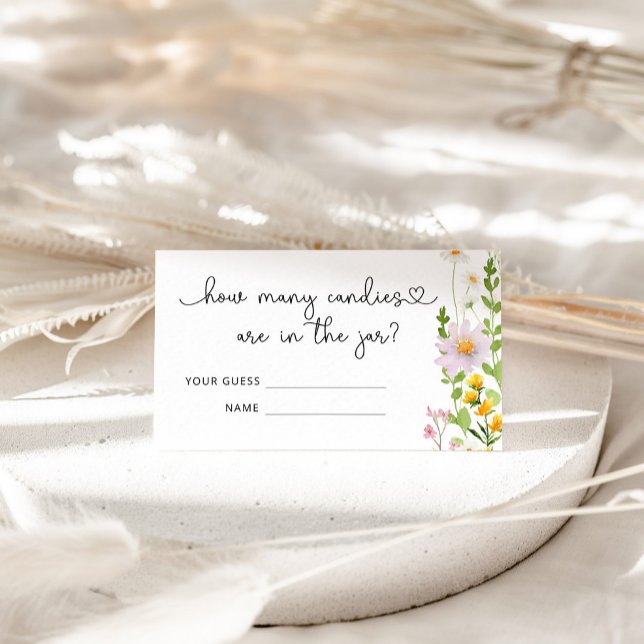 Cartão De Informações Flores silvestres de aquarela adivinham quantos do (Criador carregado)