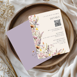 Cartão De Informações Flores Silvestres Elegantes Lavanda, Rosa e Creme