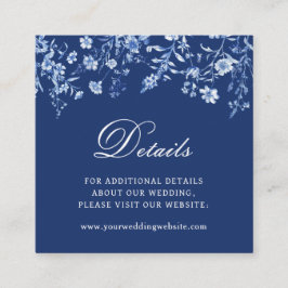 Cartão De Informações Flores silvestres em detalhes de casamento azul fr