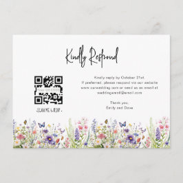 Cartão De Informações flores silvestres RSVP Casamento QR CODE Detalhes