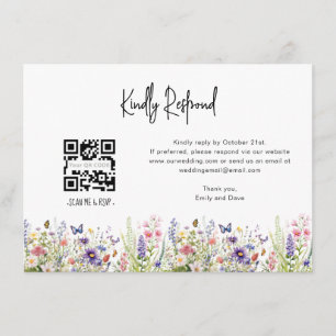 Cartão De Informações flores silvestres RSVP Casamento QR CODE Detalhes