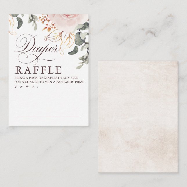 Cartão De Informações Flores Terrenas Fraldas Bilhetes de Jogo Raffle (Frente/Verso)