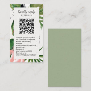 Cartão De Informações Flores tropicais Código QR Código on-line RSVP G