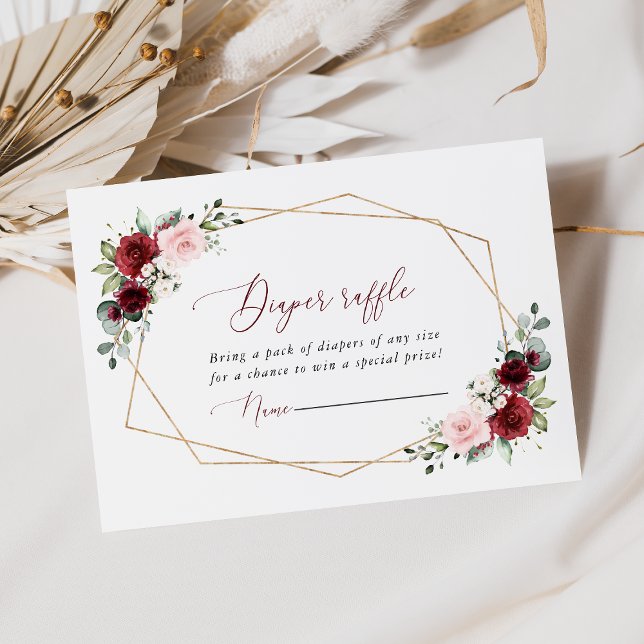 Cartão De Informações Flores Vermelhas Borgonhetas, Flores Rosa, Fralda  (Criador carregado)