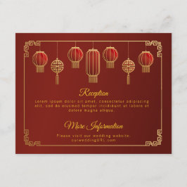 Cartão De Informações Flores Vermelhas com Corte Dourado Cercado de Casa