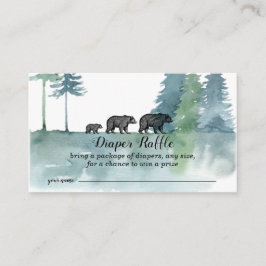 Cartão De Informações Floresta Adventure Watercolor Bears Fralda Raffle 
