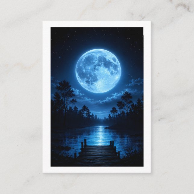 Cartão De Informações Floresta Celestial Iluminada pela Lua Reflexo Esté (Frente)