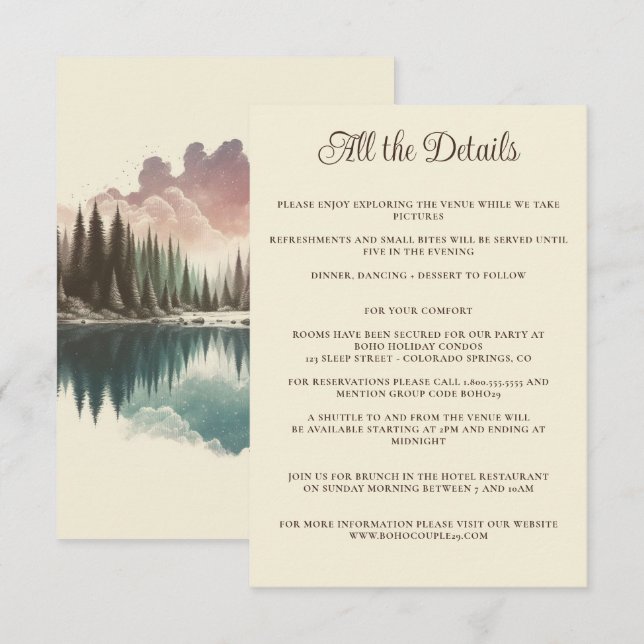 Cartão De Informações Floresta de Aquarela (Frente/Verso)