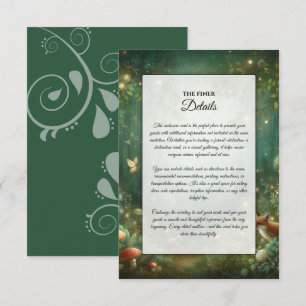 Cartão De Informações Floresta Encantada Verde Esmeralda Casamento