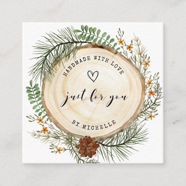 Cartão De Informações floresta russa feita à mão com obrigado de roteiro (Frente)