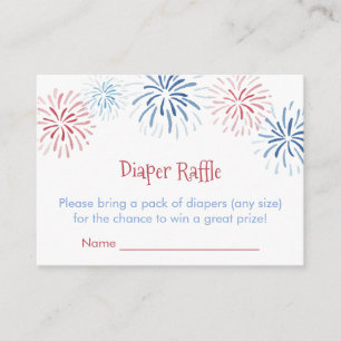 Cartão De Informações Fogueira Vermelha Branca e Azul Sorteio de Fraldas