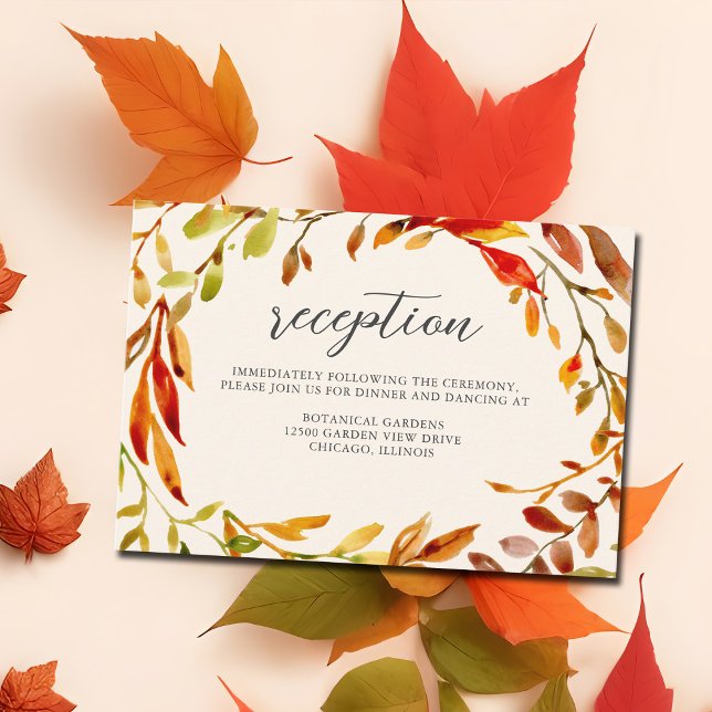 Cartão De Informações Folha de Recepção de casamento do outono de Aquare (Criador carregado)