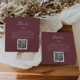 Cartão De Informações Folha Mínima Código QR de Detalhes do Casamento