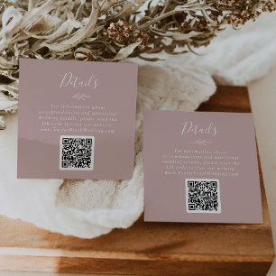 Cartão De Informações Folha Mínima   Detalhes do Casamento Código QR Ros