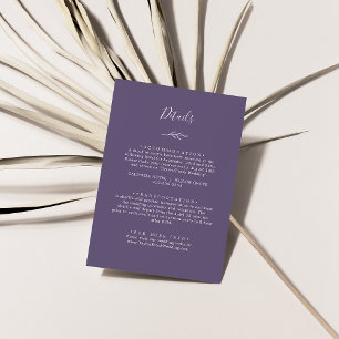 Cartão De Informações Folha Mínima   Detalhes em Roxo Ameixa