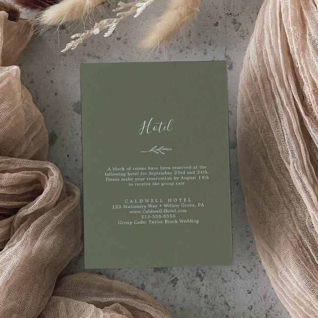 Cartão De Informações Folha mínima | Hotel verde escuro (Criador carregado)