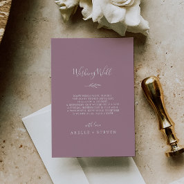 Cartão De Informações Folha mínima | Mauve Wedding Wishing well