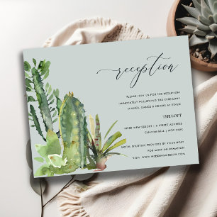 Cartão De Informações FOLHAGEM DE CACTO CINZA EM Aquarela CASAMENTO RECE