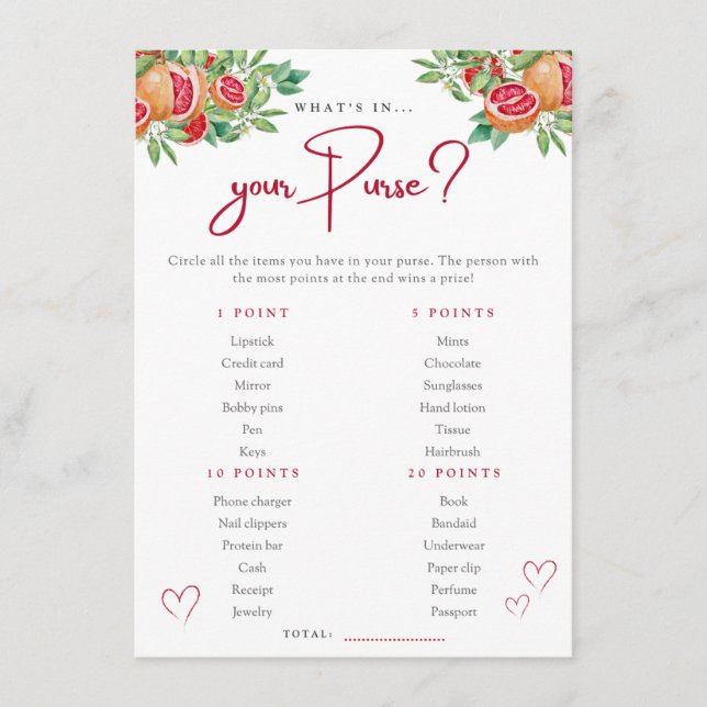 Cartão De Informações Folhagem de Citros | Qual é o Jogo de Chuveiro da  (Frente)