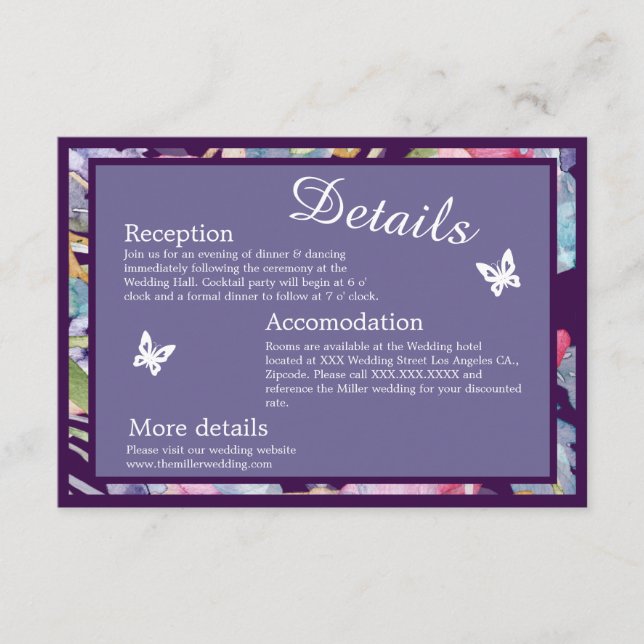 Cartão De Informações Folhagem de lavanda de flor silvestre (Frente)