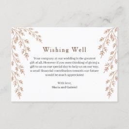 Cartão De Informações Folhagem dourada. Poço de desejos simples. Casamen