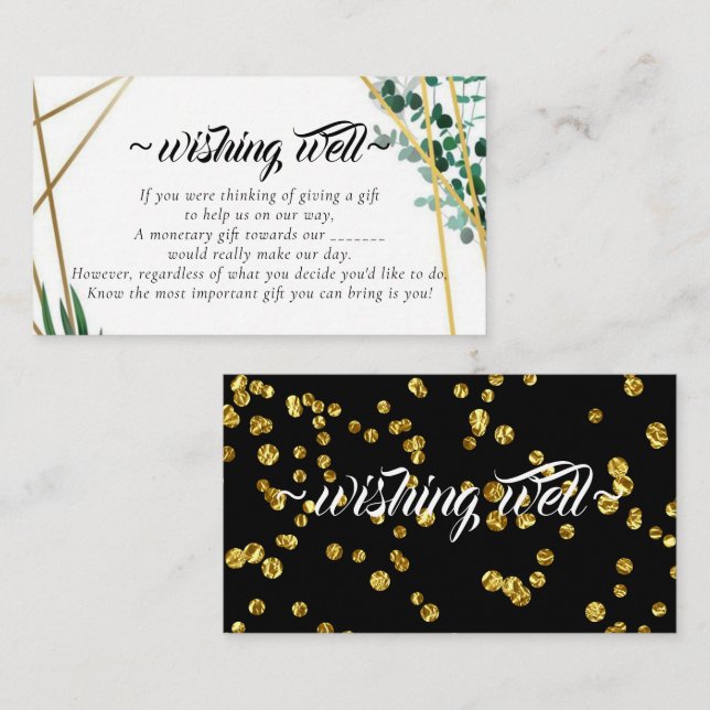 Cartão De Informações Folhagem Elegante Desejando Bem Para Casamento (Frente/Verso)