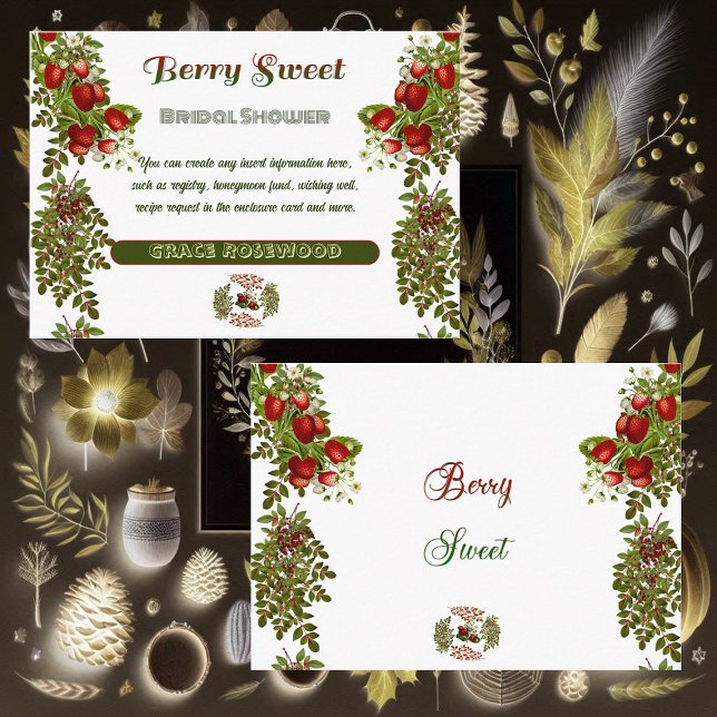 Cartão De Informações Folhagem em queda livre Outono Berry Chá de panela (Cute Fall Foliage Autumn Berry Sweet Bridal Shower Enclosure Card)