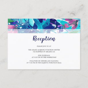 Cartão De Informações Folhagem Floral Marinho Aquático Roxo Recepção de