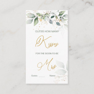 Cartão De Informações Folhagem verde adivinha quantos beijos