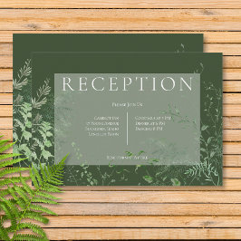 Cartão De Informações Folhagem Verde Rustic Fern Recepção Verde Esmerald