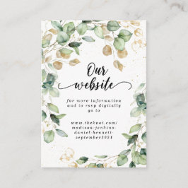 Cartão De Informações Folhas de Eucalipto Elegantes para Casamento