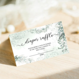 Cartão De Informações Folhas de Eucalipto Verde Raffle de Fraldas