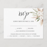 Folhas de Grama da Pampa Boho Encarte de RSVP de C